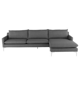 Nuevo Living Anders Sectional Slate Gray with Silver Legs