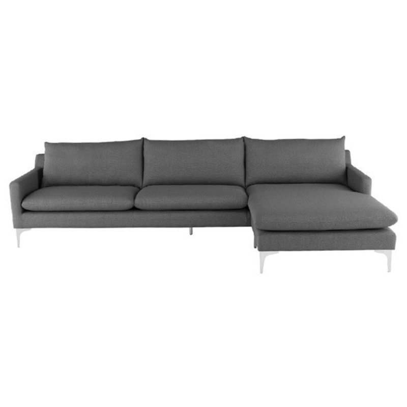 Nuevo Living Anders Sectional Slate Gray with Silver Legs