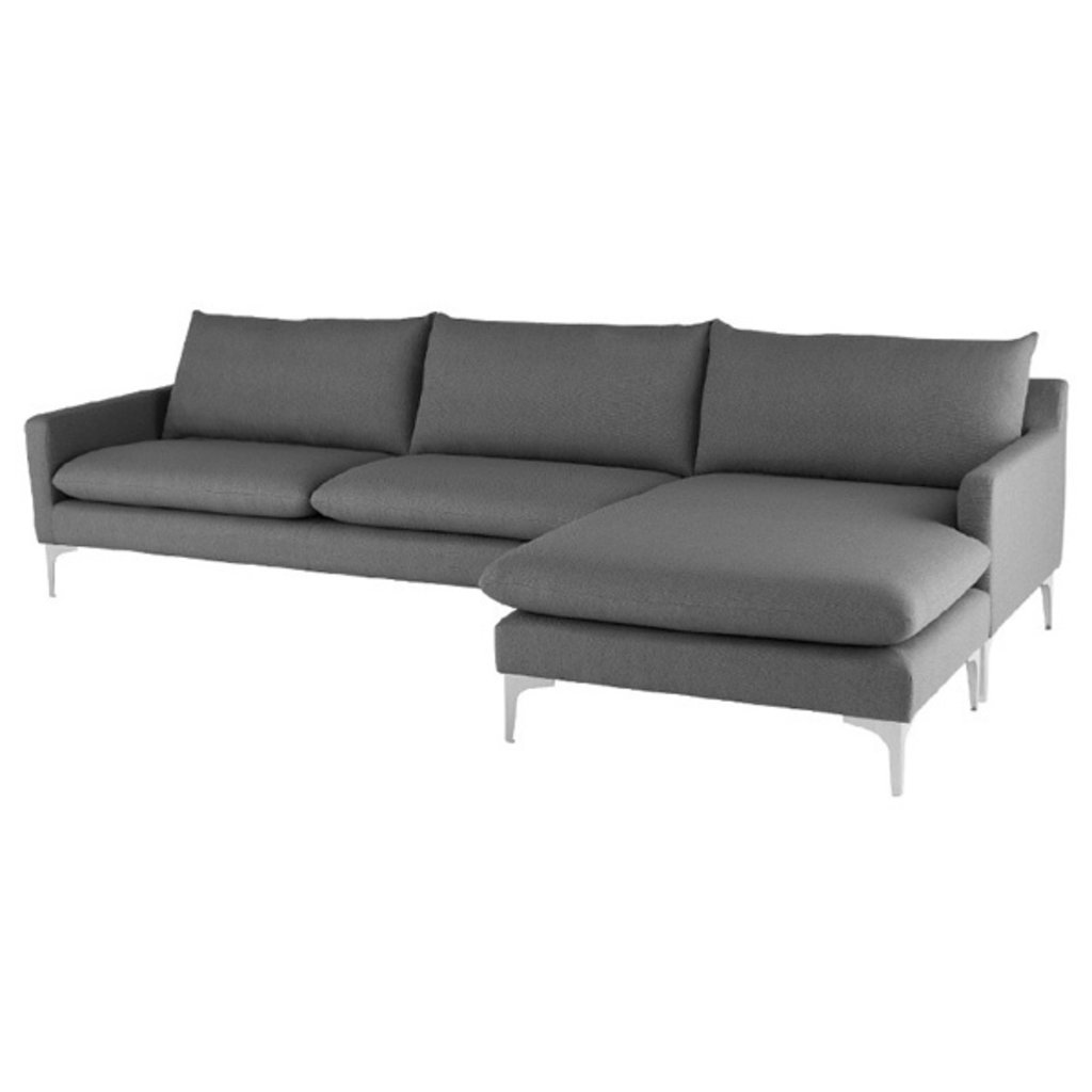 Nuevo Living Anders Sectional Slate Gray with Silver Legs