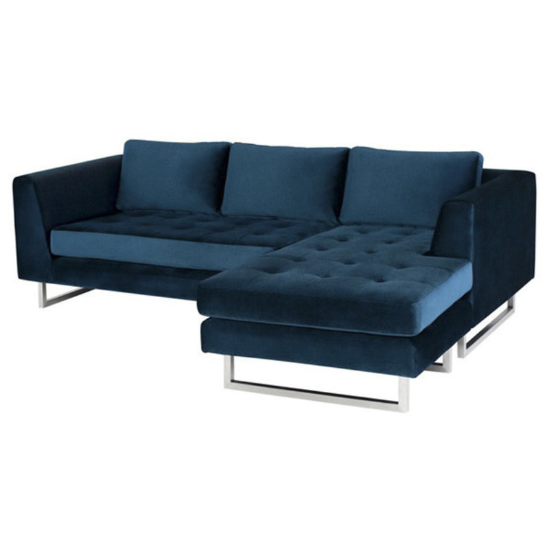 Nuevo Living Matthew Sectional in Midnight Blue Velvet