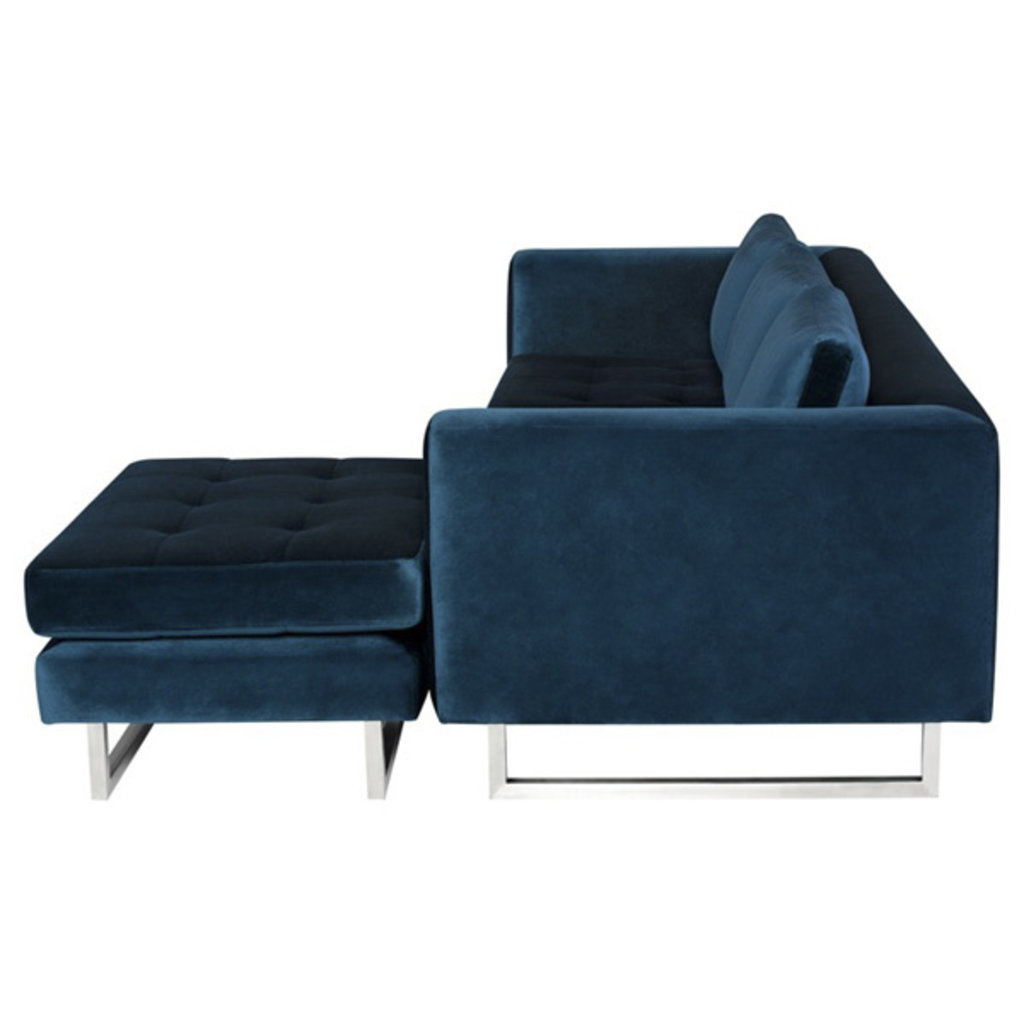 Nuevo Living Matthew Sectional in Midnight Blue Velvet