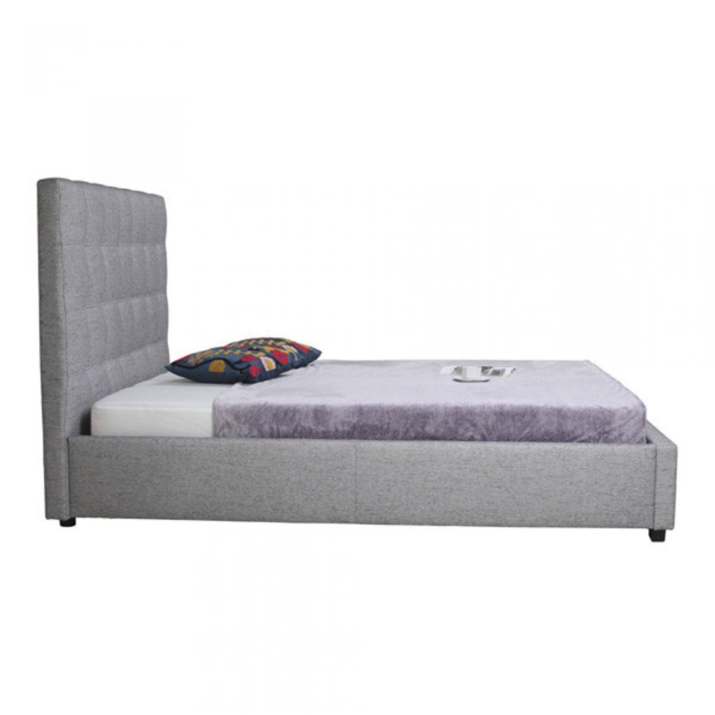 Moe's Home Collection Belle Storage Bed Queen Light Grey Fabric