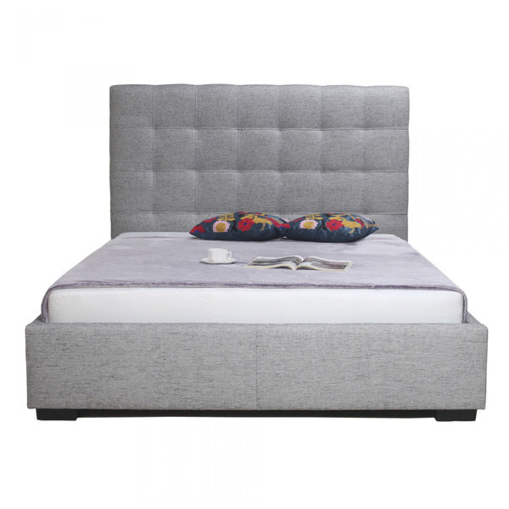 Moe's Home Collection Belle Storage Bed Queen Light Grey Fabric