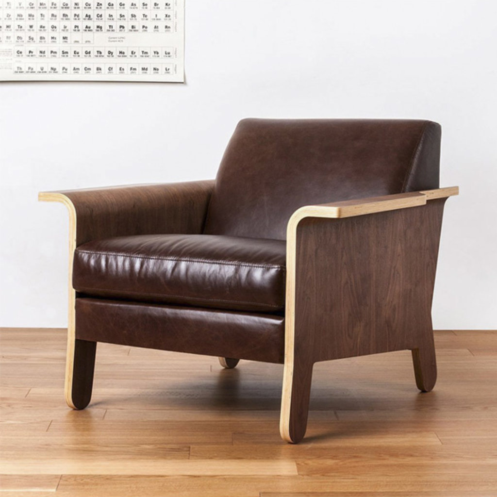 Gus Modern Lodge Chair Saddle Brown Leather