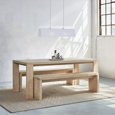 Gus Modern Plank Dining Bench White Wash