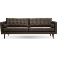 Mobital Baldwin Sofa in Vintage Chocolate /Wood Legs Teak Oak