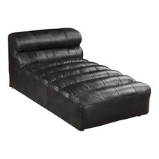 Moe's Home Collection Ramsay Leather Chaise Antique Black
