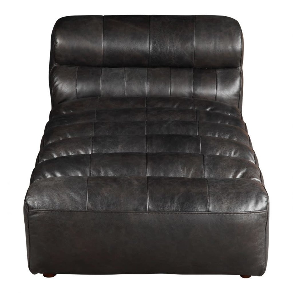 Moe's Home Collection Ramsay Leather Chaise Antique Black