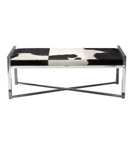 Diamond Sofa Mystique  Bench Cow Hide White Black