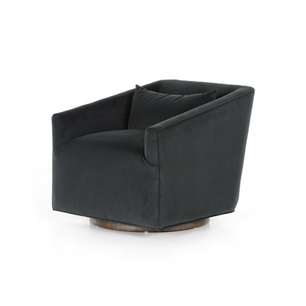 Four Hands York Swivel Chair  Modern Velvet Smoke