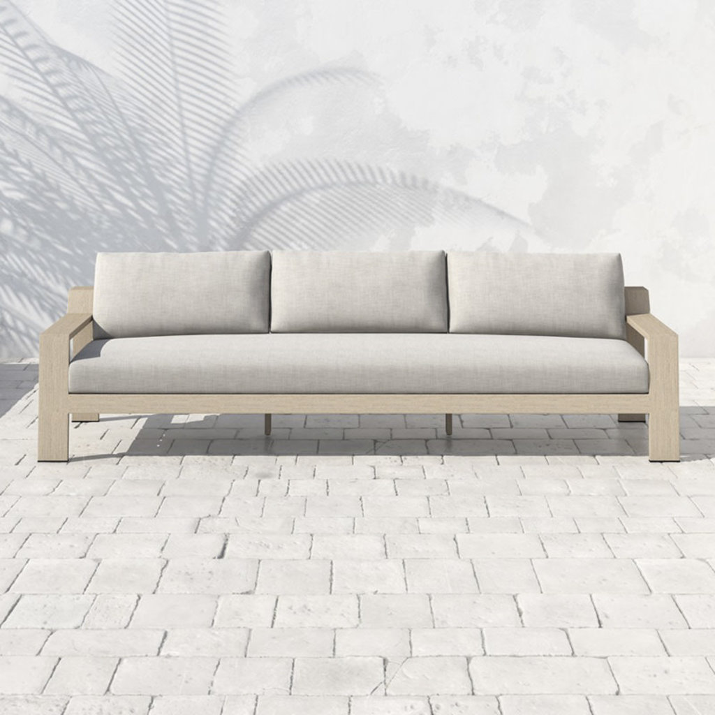 Four Hands Monterey Outdoor Sofa-106"-Brown/Stone G