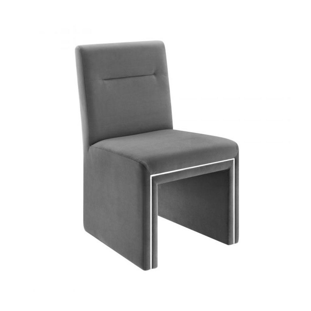 TOV Emma Dining Chair Grey Velvet
