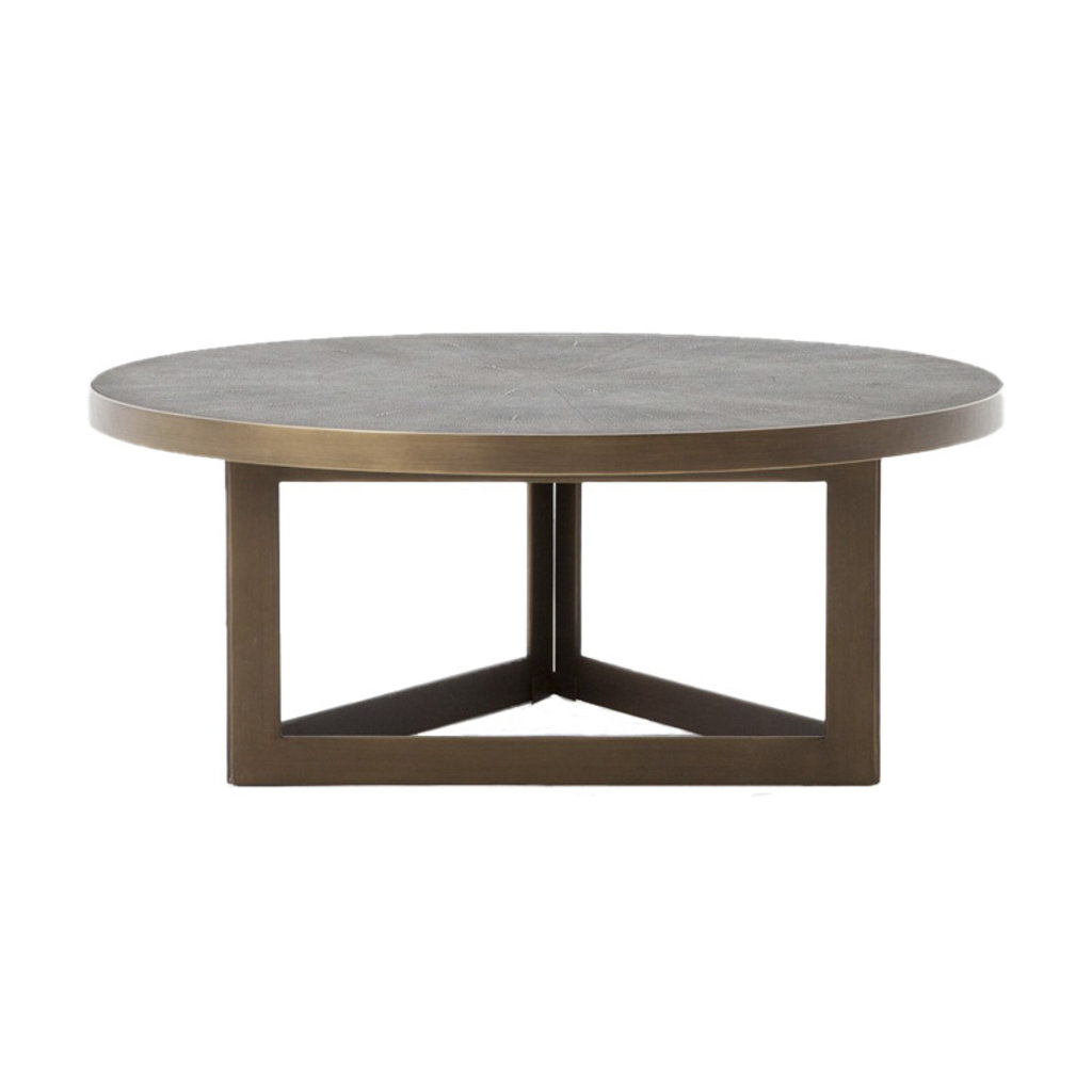 Four Hands Shagreen Round Coffee Table-Grey Shagrn