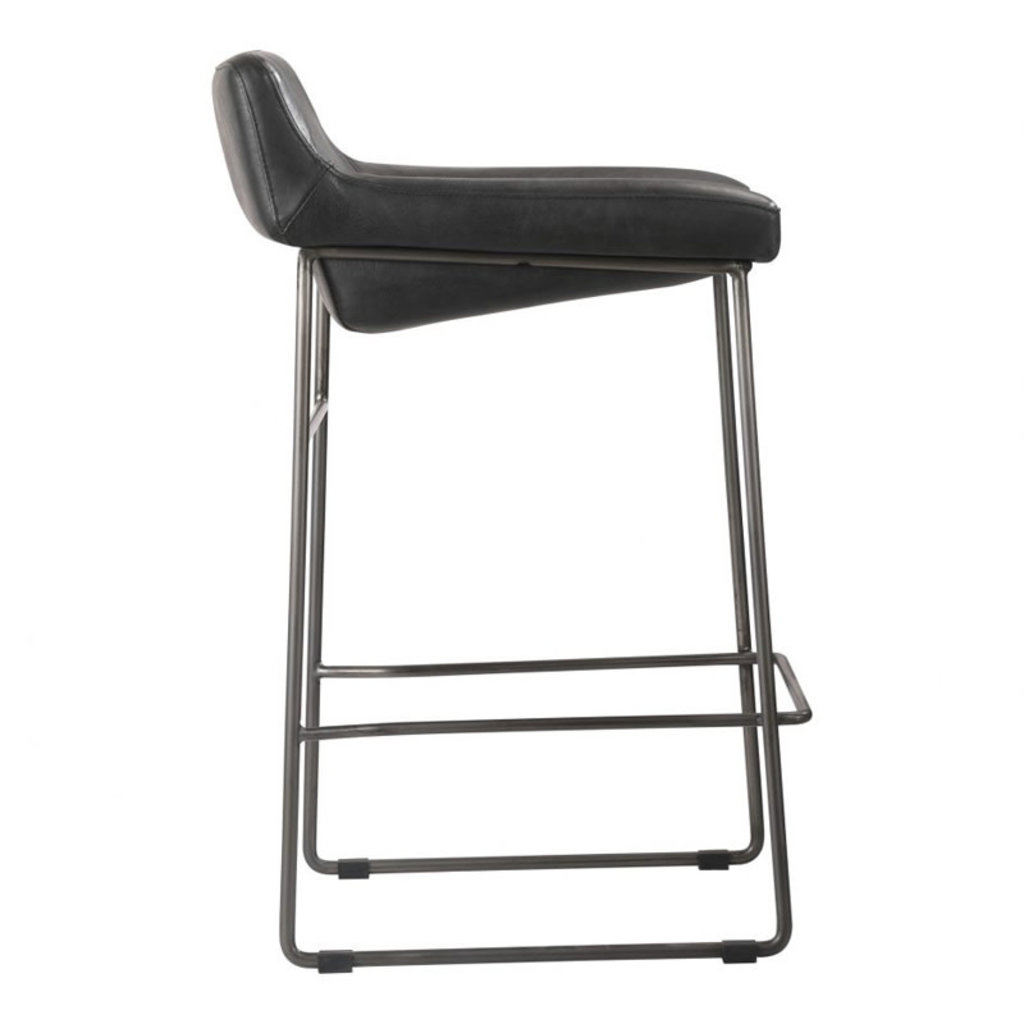 Moe's Home Collection Starlet Counter Stool Onyx Black Leather -M2