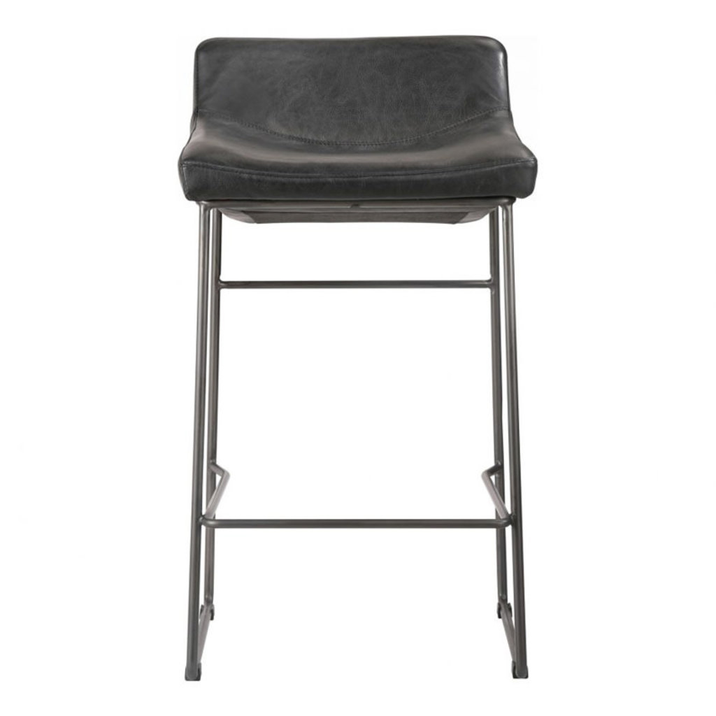 Moe's Home Collection Starlet Counter Stool Onyx Black Leather -M2