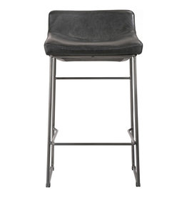 Moe's Home Collection Starlet Counter Stool Onyx Black Leather -M2