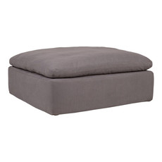 Moe's Home Collection Clay Ottoman Livesmart Fabric Light Grey