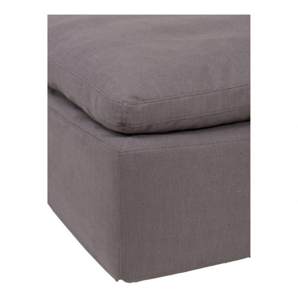 Moe's Home Collection Clay Ottoman Livesmart Fabric Light Grey