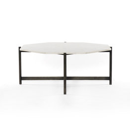 Four Hands Adair Coffee Table-Hammered Gr W/Clr Pc