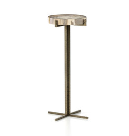 Four Hands Jonty Round End Table- Lt Petrified Wood