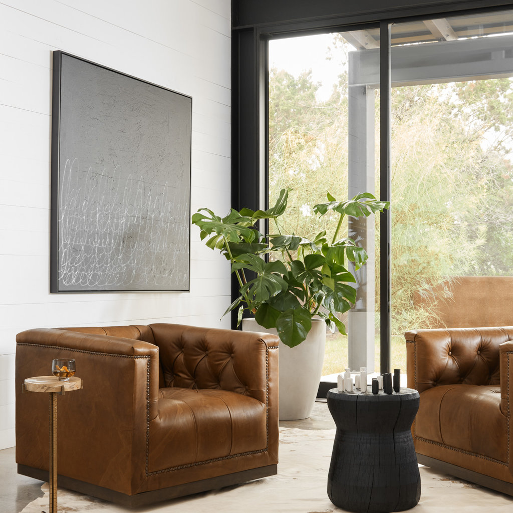 Four Hands Jonty Round End Table- Lt Petrified Wood