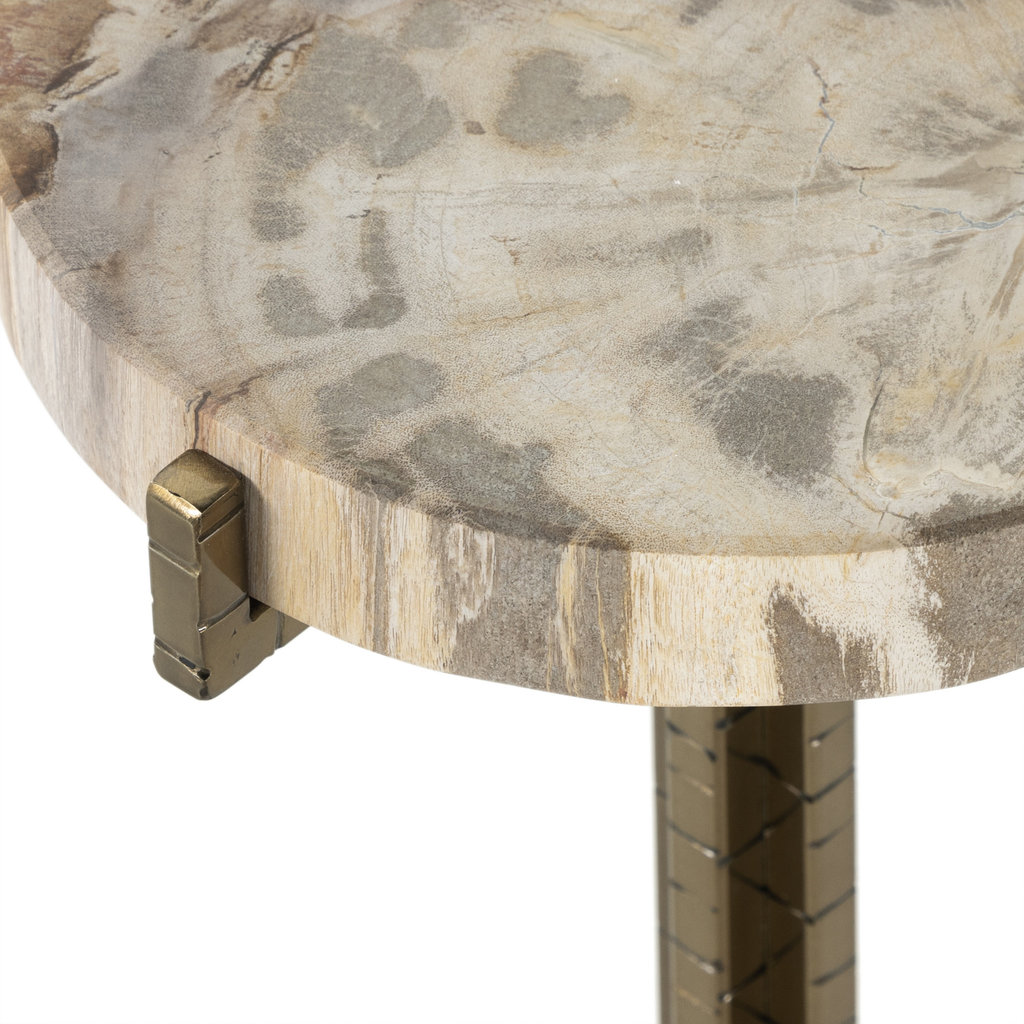 Four Hands Jonty Round End Table- Lt Petrified Wood