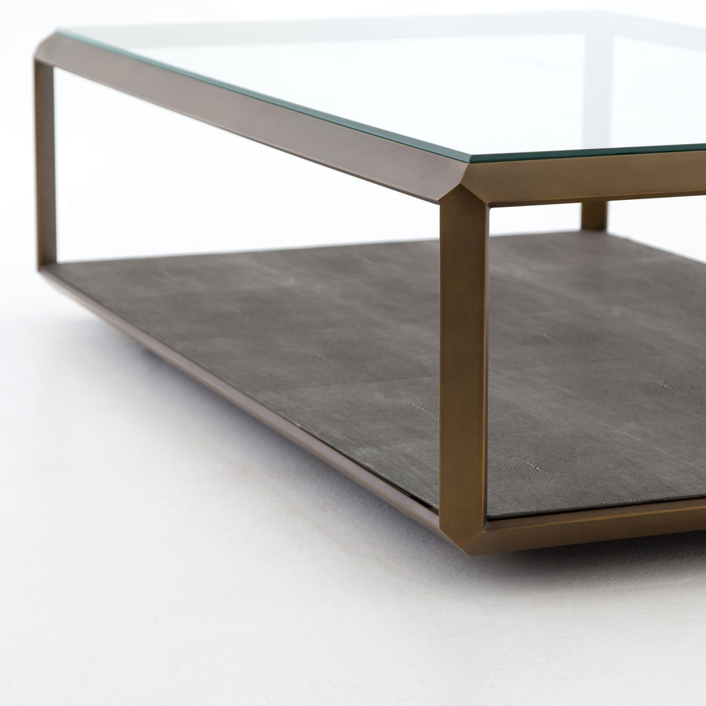 Four Hands Shagreen Shadow box coffee Table gunmetal