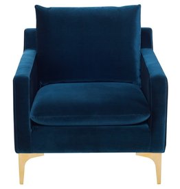 Nuevo Living Anders Occasional Chair Midnight Blue Velvet w/ Gold Legs