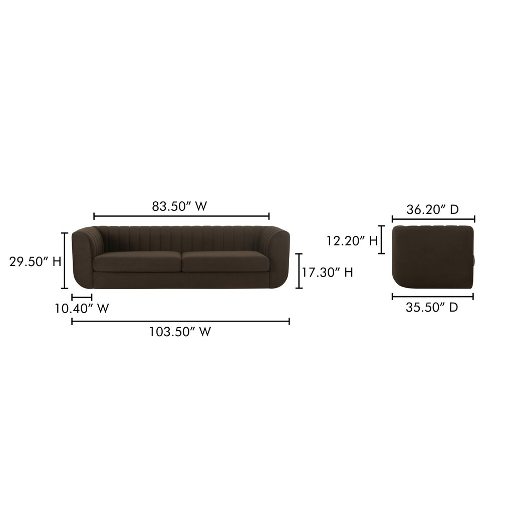 Rosy Sofa Dark Brown Direct Furniture Modern Home