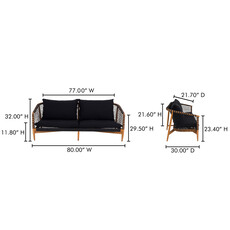 Moe's Home Collection Kuna Outdoor Sofa Black