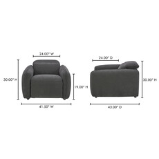 Moe's Home Collection Eli Power Recliner Chair-  Dusk Grey