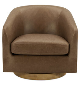 Moe's Home Collection Oscy Leather Swivel Chair - Tan