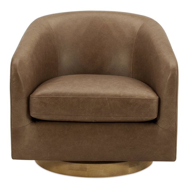 Moe's Home Collection Oscy Leather Swivel Chair - Tan