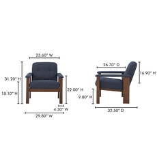 Moe's Home Collection Parker Lounge Chair Dark Blue