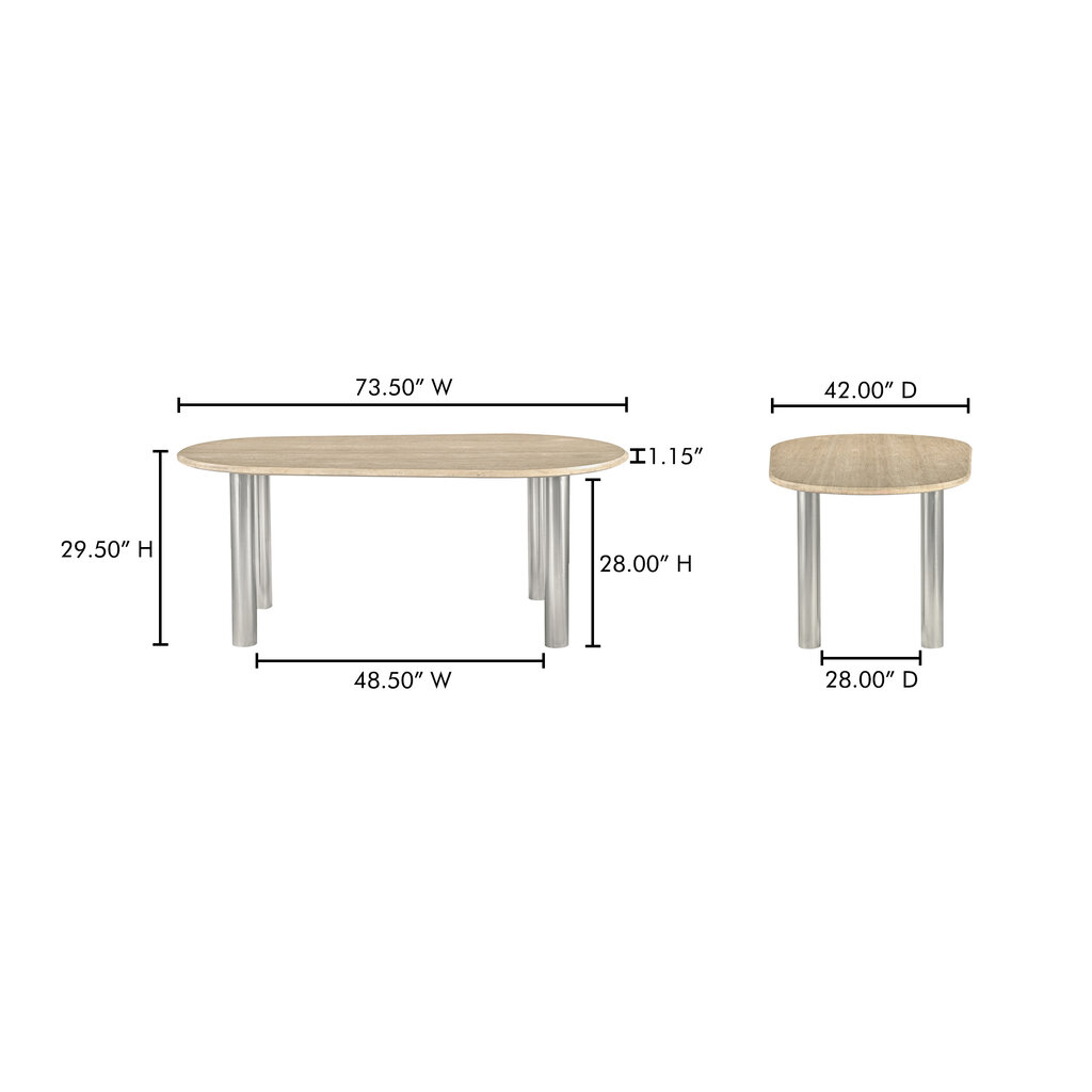 Moe's Home Collection Fia Dining Table Beige Travertine
