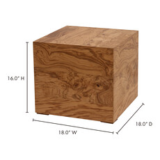 Moe's Home Collection Nash Side Table - Honey Brown Burl