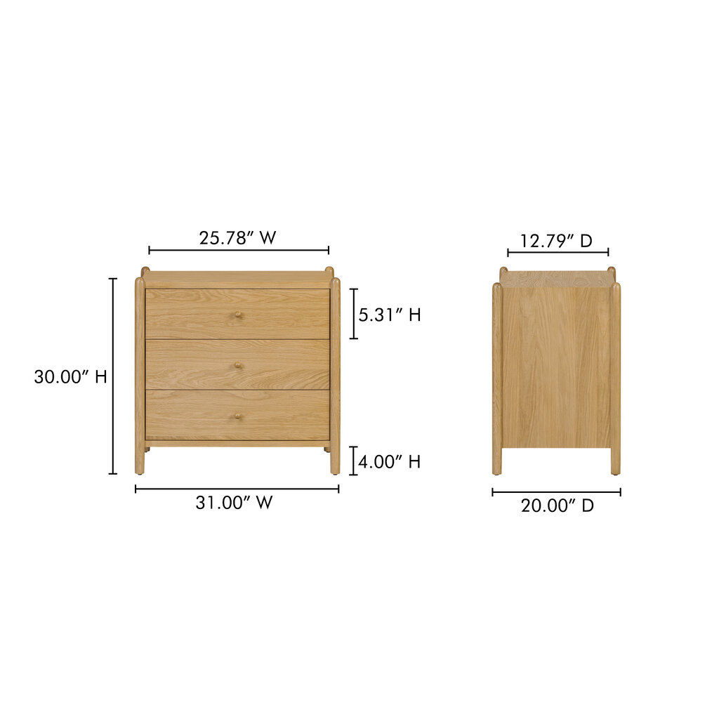 Moe's Home Collection Billy 3 Drawer Nightstand