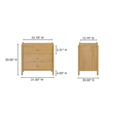 Moe's Home Collection Billy 3 Drawer Nightstand