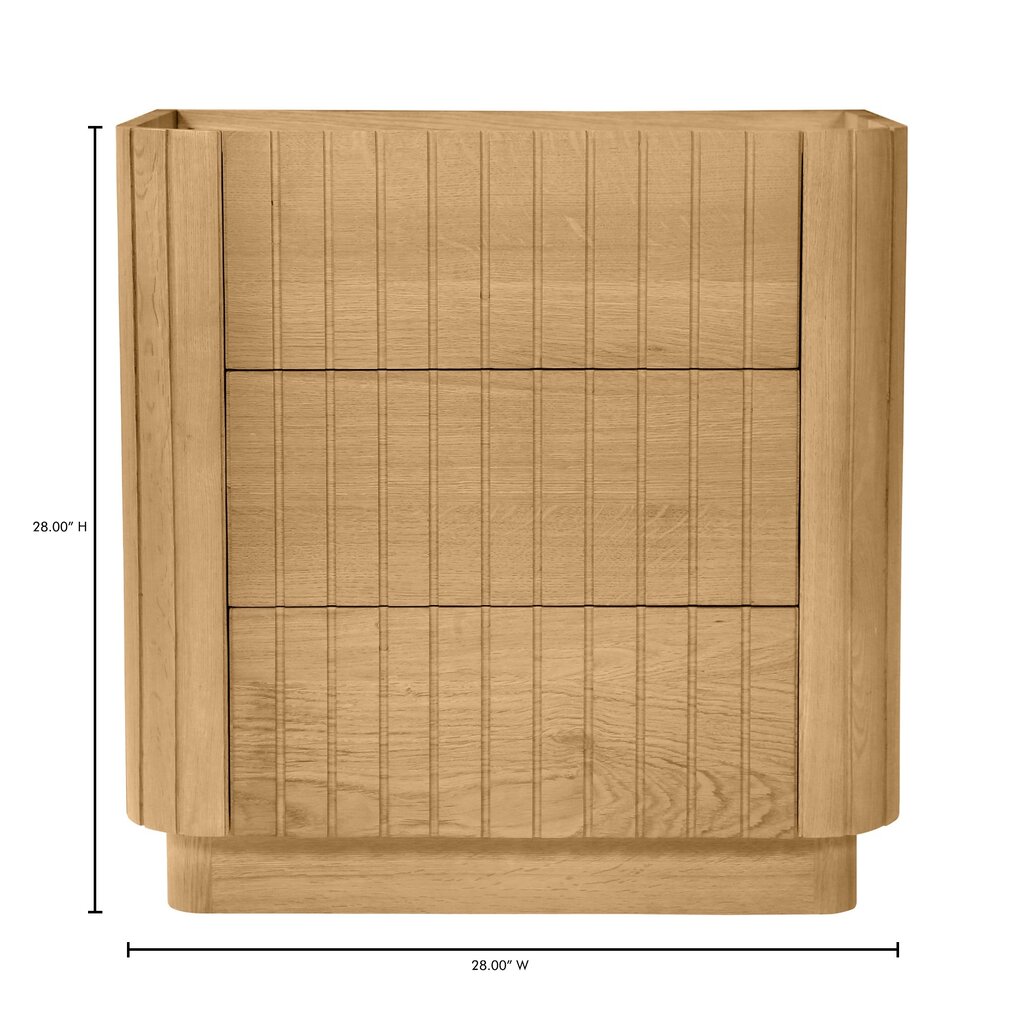 Moe's Home Collection Povera 3 Drawer Nightstand - Oak