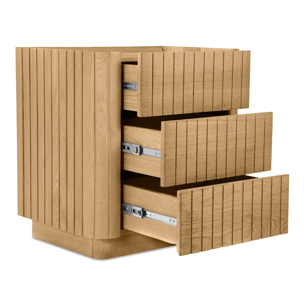 Moe's Home Collection Povera 3 Drawer Nightstand - Oak
