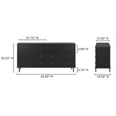Moe's Home Collection Reagan 6 Drawer Dresser - Black