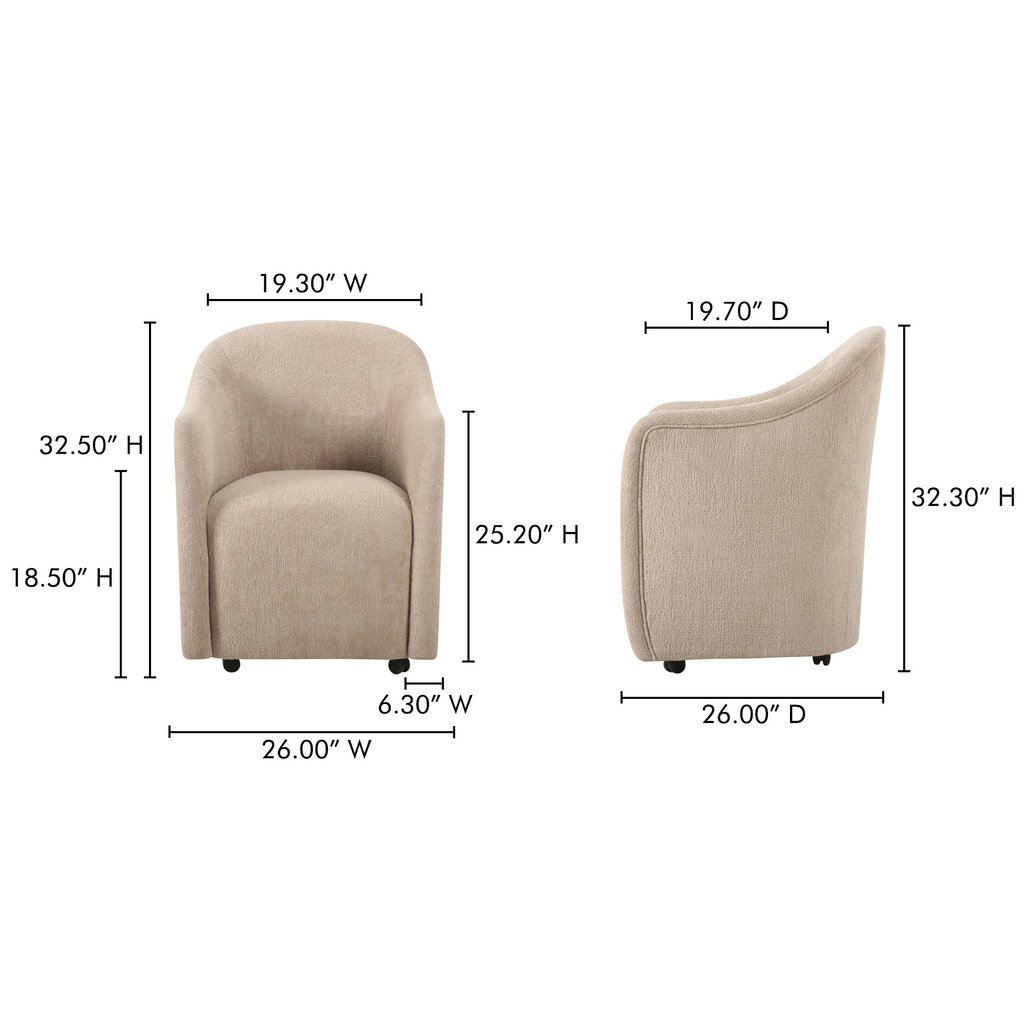 Moe's Home Collection Drava Rolling Dining Chair - Dark Brown