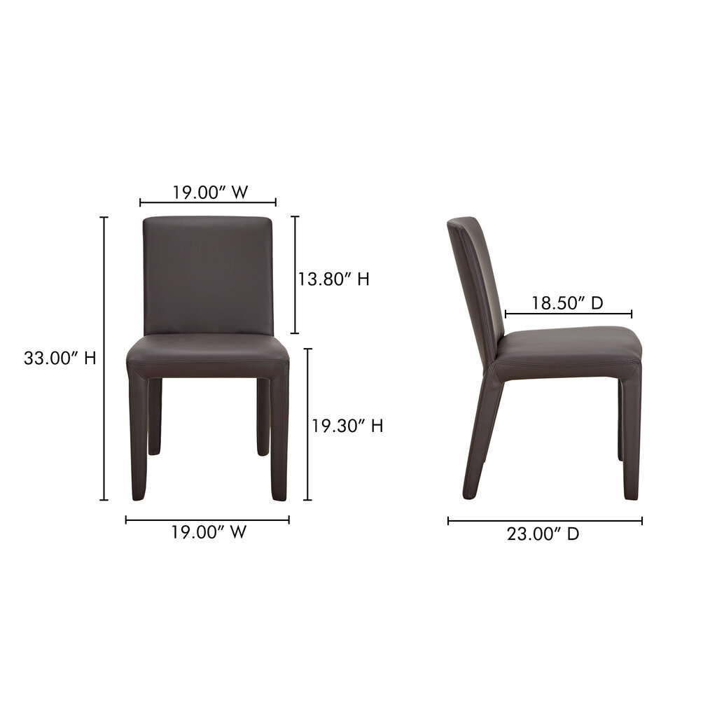 Moe's Home Collection Monte Dining Chair Dark Brown Vegan Leather