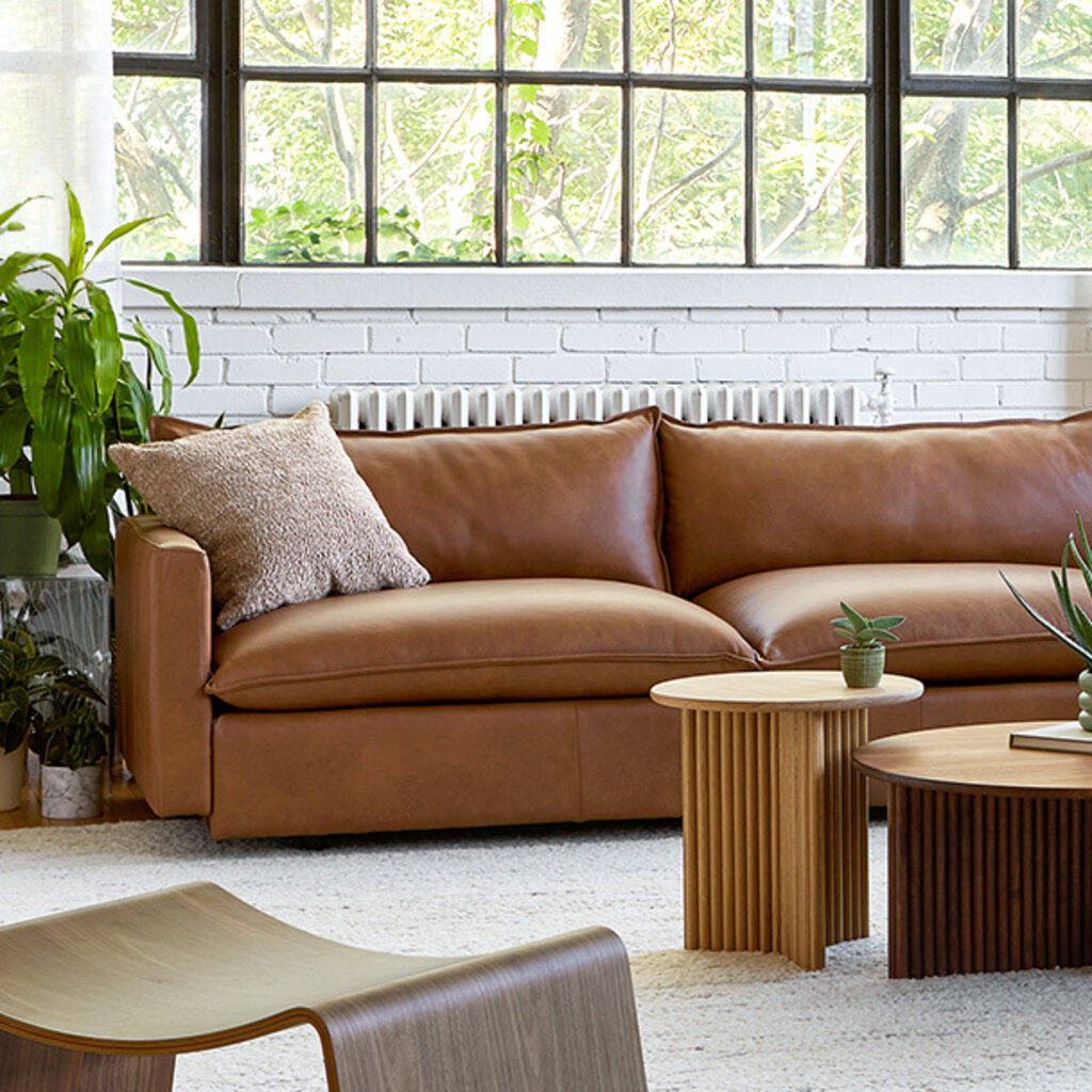 Gus Modern Sola Leather Sofa - Raleigh Chestnut
