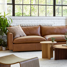 Gus Modern Sola Leather Sofa - Raleigh Chestnut