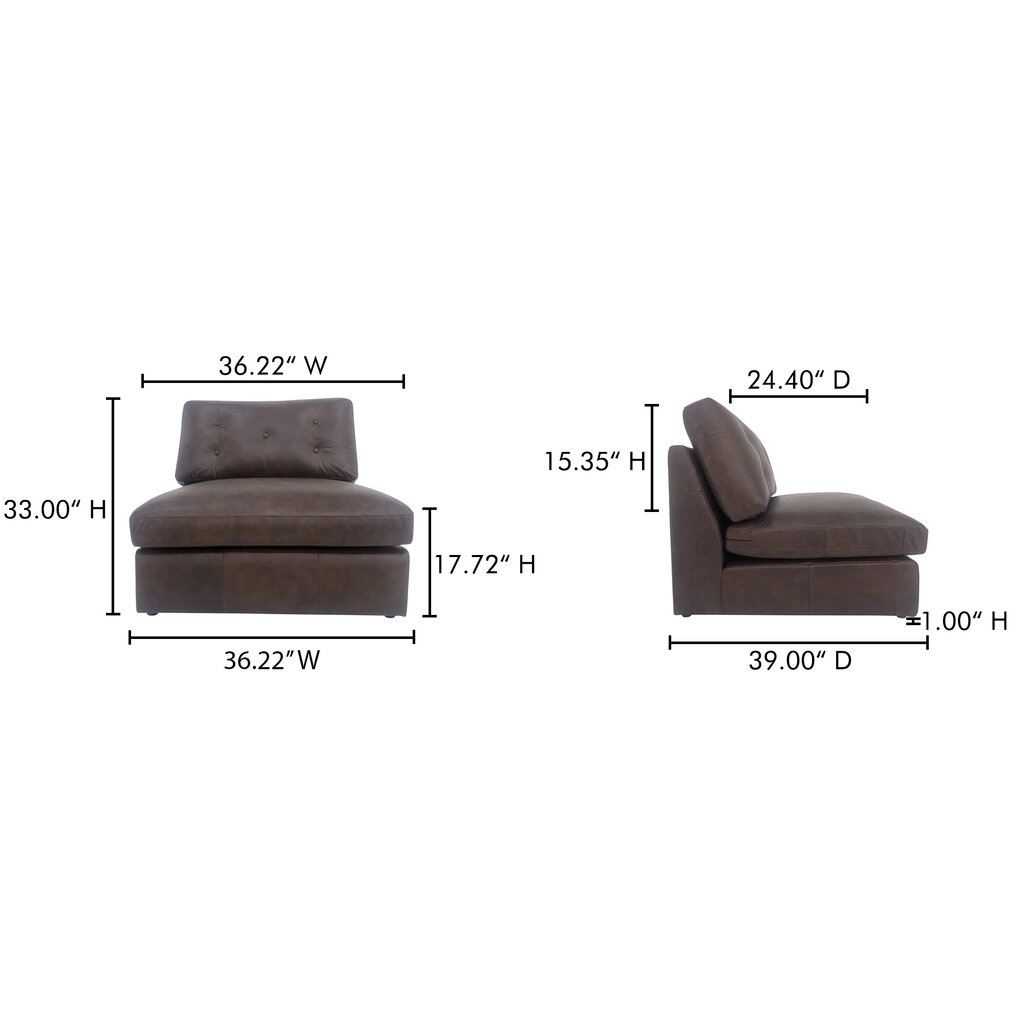 Moe's Home Collection Thurlow Slipper Chair Espresso Brown Leather
