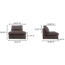 Moe's Home Collection Thurlow Slipper Chair Espresso Brown Leather