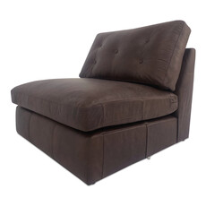 Moe's Home Collection Thurlow Slipper Chair Espresso Brown Leather