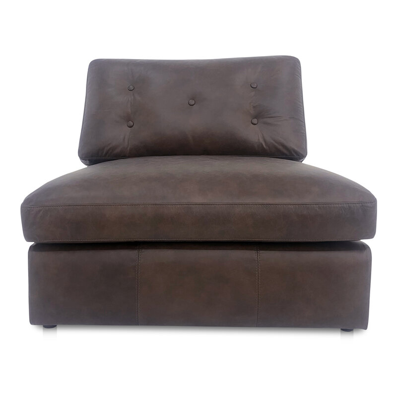 Moe's Home Collection Thurlow Slipper Chair Espresso Brown Leather