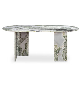 Moe's Home Collection Celia Oval Dining Table Green Onyx Marble